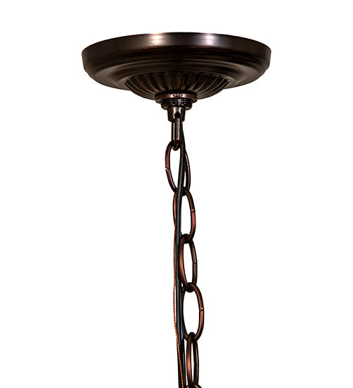 Meyda Lighting Pond Lily 24" 12-Light Mahogany Bronze Chandelier With Amber & Green Shade Glass
