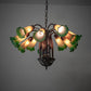 Meyda Lighting Pond Lily 24" 12-Light Mahogany Bronze Chandelier With Amber & Green Shade Glass
