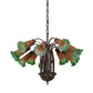 Meyda Lighting Pond Lily 24" 12-Light Mahogany Bronze Chandelier With Amber & Green Shade Glass