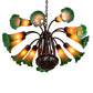 Meyda Lighting Pond Lily 24" 12-Light Mahogany Bronze Chandelier With Amber & Green Shade Glass