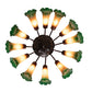 Meyda Lighting Pond Lily 24" 12-Light Mahogany Bronze Chandelier With Amber & Green Shade Glass