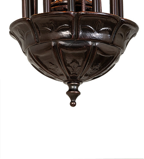 Meyda Lighting Pond Lily 24" 12-Light Mahogany Bronze Chandelier With Amber & Green Shade Glass