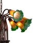 Meyda Lighting Pond Lily 24" 12-Light Mahogany Bronze Chandelier With Amber & Green Shade Glass