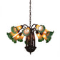 Meyda Lighting Pond Lily 24" 12-Light Mahogany Bronze Chandelier With Amber & Green Shade Glass