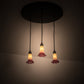 Meyda Lighting Pond Lily 24" 3-Light Timeless Bronze Cascading Pendant Light With Light Green & Pink Shade Glass