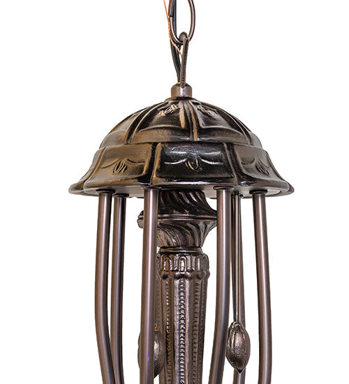 Meyda Lighting Pond Lily 24" 7-Light Mahogany Bronze Chandelier With Pink Shade Glass