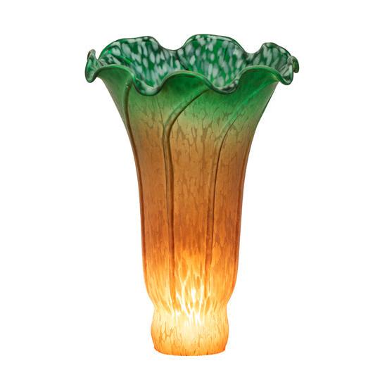 Meyda Lighting Pond Lily 4" Amber and Green Shade Glass