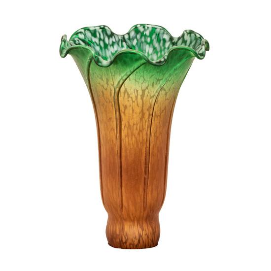 Meyda Lighting Pond Lily 4" Amber and Green Shade Glass