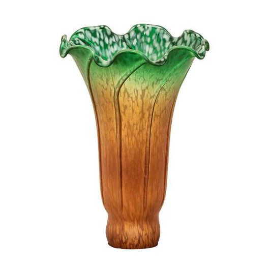 Meyda Lighting Pond Lily 4" Amber and Green Shade Glass