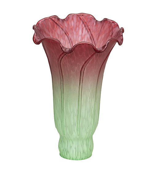 Meyda Lighting Pond Lily 4"W x 6"H Seafoam & Cranberry Shade Glass