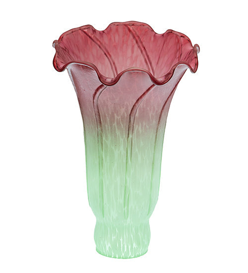 Meyda Lighting Pond Lily 4"W x 6"H Seafoam & Cranberry Shade Glass