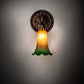 Meyda Lighting Pond Lily 5" Mahogany Bronze Victorian Wall Sconce With Amber & Green Shade Glass