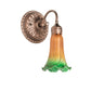 Meyda Lighting Pond Lily 5" Mahogany Bronze Victorian Wall Sconce With Amber & Green Shade Glass