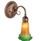 Meyda Lighting Pond Lily 5" Mahogany Bronze Victorian Wall Sconce With Amber & Green Shade Glass