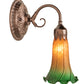 Meyda Lighting Pond Lily 5" Mahogany Bronze Victorian Wall Sconce With Amber & Green Shade Glass