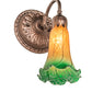 Meyda Lighting Pond Lily 5" Mahogany Bronze Victorian Wall Sconce With Amber & Green Shade Glass