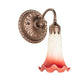 Meyda Lighting Pond Lily 5" Mahogany Bronze Victorian Wall Sconce With Pink & White Shade Glass