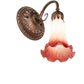 Meyda Lighting Pond Lily 5" Mahogany Bronze Victorian Wall Sconce With Pink & White Shade Glass