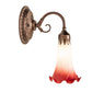 Meyda Lighting Pond Lily 5" Mahogany Bronze Victorian Wall Sconce With Pink & White Shade Glass