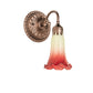 Meyda Lighting Pond Lily 5" Mahogany Bronze Victorian Wall Sconce With Red & Green Shade Glass