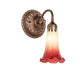 Meyda Lighting Pond Lily 5" Mahogany Bronze Victorian Wall Sconce With Red & Green Shade Glass