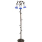 Meyda Lighting Pond Lily 58" 3-Light Mahogany Bronze Floor Lamp With Blue & White Shade Glass