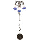 Meyda Lighting Pond Lily 58" 3-Light Mahogany Bronze Floor Lamp With Blue & White Shade Glass