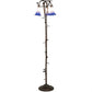 Meyda Lighting Pond Lily 58" 3-Light Mahogany Bronze Floor Lamp With Blue & White Shade Glass