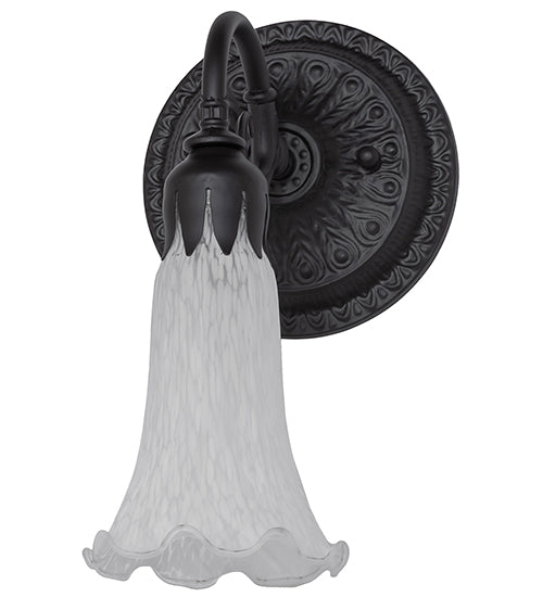 Meyda Lighting Pond Lily 6" Oil Rubbed Bronze Wall Sconce With White Favrile Shade Glass