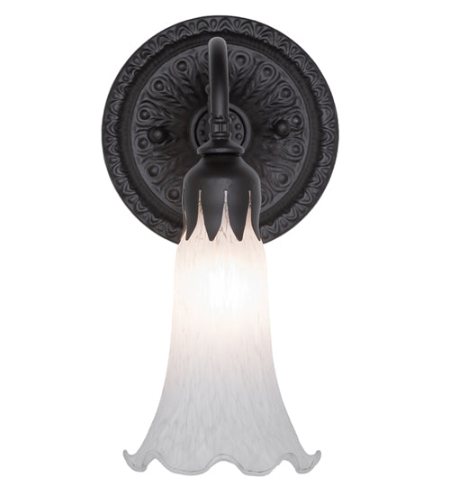 Meyda Lighting Pond Lily 6" Oil Rubbed Bronze Wall Sconce With White Favrile Shade Glass