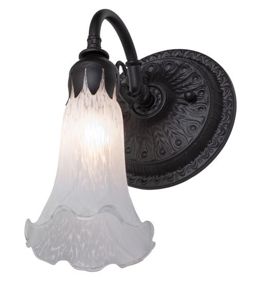 Meyda Lighting Pond Lily 6" Oil Rubbed Bronze Wall Sconce With White Favrile Shade Glass