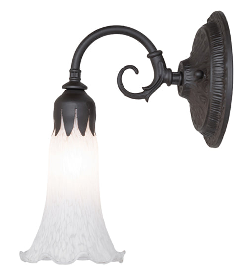 Meyda Lighting Pond Lily 6" Oil Rubbed Bronze Wall Sconce With White Favrile Shade Glass