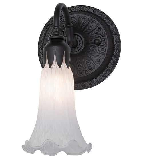 Meyda Lighting Pond Lily 6" Oil Rubbed Bronze Wall Sconce With White Favrile Shade Glass