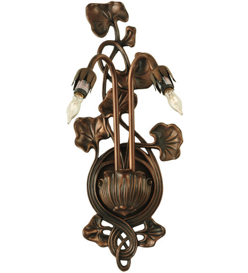 Meyda Lighting Pond Lily 7" 2-Light Mahogany Bronze Wall Sconce
