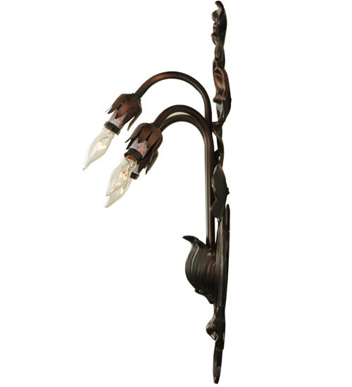 Meyda Lighting Pond Lily 7" 3-Light Mahogany Bronze Wall Sconce Hardware