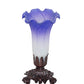 Meyda Lighting Pond Lily 8" Mahogany Bronze Victorian Mini Table Lamp With Blue & White Shade Glass