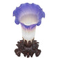 Meyda Lighting Pond Lily 8" Mahogany Bronze Victorian Mini Table Lamp With Blue & White Shade Glass