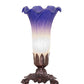 Meyda Lighting Pond Lily 8" Mahogany Bronze Victorian Mini Table Lamp With Blue & White Shade Glass