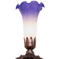 Meyda Lighting Pond Lily 8" Mahogany Bronze Victorian Mini Table Lamp With Blue & White Shade Glass