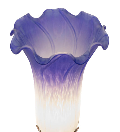 Meyda Lighting Pond Lily 8" Mahogany Bronze Victorian Mini Table Lamp With Blue & White Shade Glass