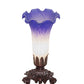 Meyda Lighting Pond Lily 8" Mahogany Bronze Victorian Mini Table Lamp With Blue & White Shade Glass
