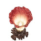 Meyda Lighting Pond Lily 8" Mahogany Bronze Victorian Mini Table Lamp With Cranberry & Light Green Shade Glass