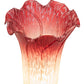 Meyda Lighting Pond Lily 8" Mahogany Bronze Victorian Mini Table Lamp With Cranberry & Light Green Shade Glass