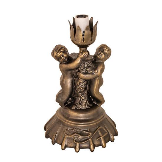 Meyda Lighting Pond Lily Twin Cherub 8" Antique Brass Table Lamp Base