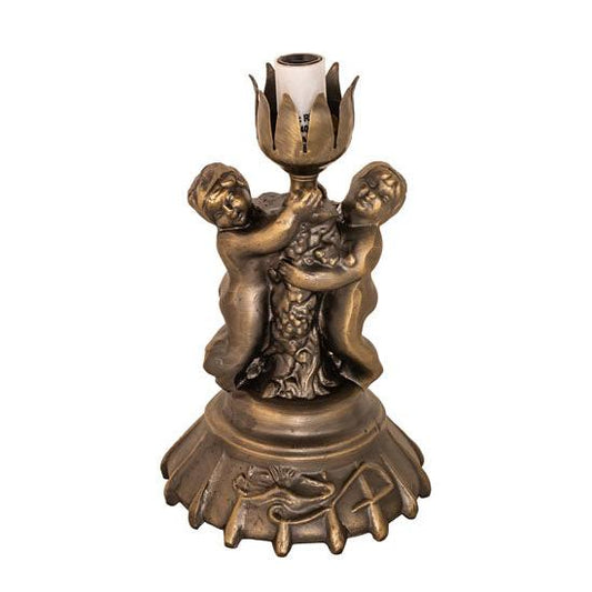 Meyda Lighting Pond Lily Twin Cherub 8" Antique Brass Table Lamp Base