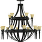 Meyda Lighting Pontoise 60" 15-Light 2-Tier Blackwash Chandelier With Beige Scavo Shade Glass