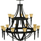 Meyda Lighting Pontoise 60" 15-Light 2-Tier Blackwash Chandelier With Beige Scavo Shade Glass