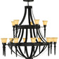 Meyda Lighting Pontoise 60" 15-Light 2-Tier Blackwash Chandelier With Beige Scavo Shade Glass