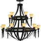 Meyda Lighting Pontoise 60" 15-Light 2-Tier Blackwash Chandelier With Beige Scavo Shade Glass