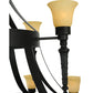 Meyda Lighting Pontoise 60" 15-Light 2-Tier Blackwash Chandelier With Beige Scavo Shade Glass